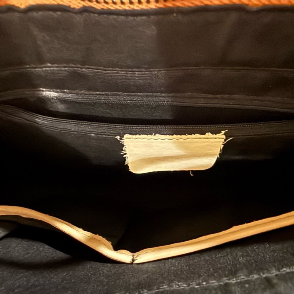 New Brown Leather Handbag with Mandala Design Handle with removable strap - Picture 3 of 12